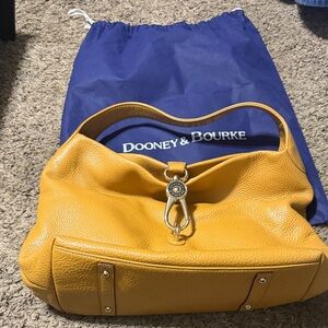 Dooney & Bourke Yellow Pebbled Leather Shoulder Hobo